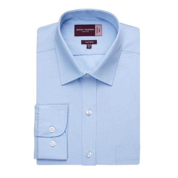 Brook Taverner Mens Long Sleeve Rapino Shirt Blue 15 1/2″
