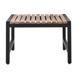 Bolero Steel and Acacia Low Bar Stools (Pack of 4)