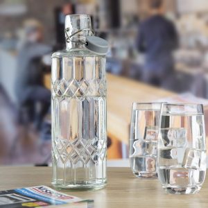 Olympia Geo Glass Water Bottle with Stopper 1Ltr (Pack of 6)