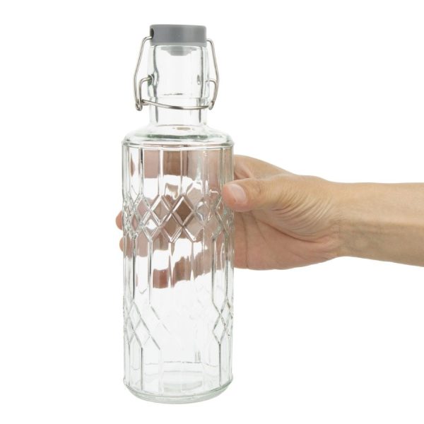 Olympia Geo Glass Water Bottle with Stopper 640ml (Pack of 6)