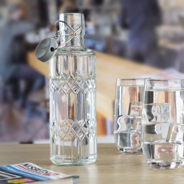 Olympia Geo Glass Water Bottle with Stopper 640ml (Pack of 6)