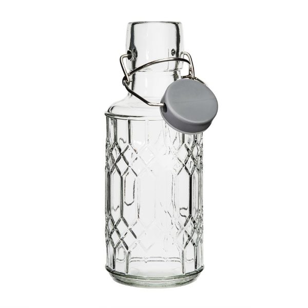 Olympia Geo Glass Water Bottle with Stopper 380ml (Pack of 6)