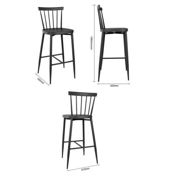 Bolero Windsor Aluminium Black High Stools (Pack of 2)