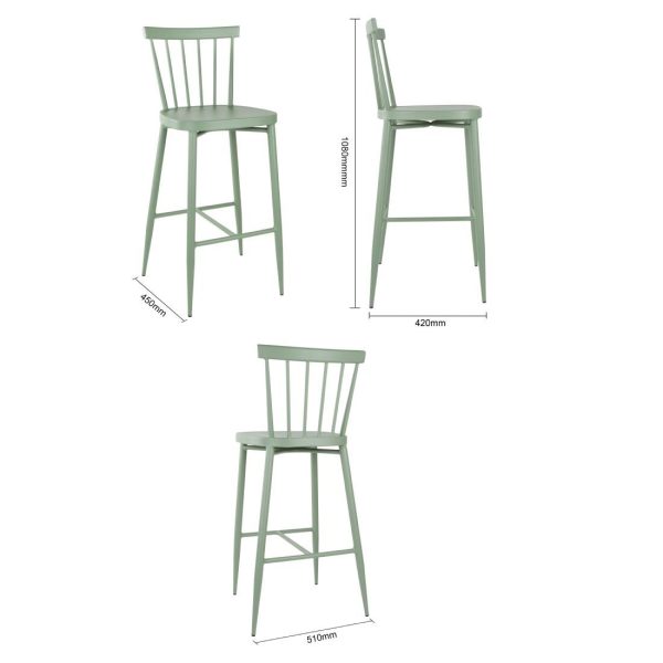 Bolero Windsor Aluminium Green High Stools (Pack of 2)