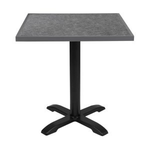 Bolero Black Brushed Mix Outdoor Tempered Glass Table Top Square Grey Trim 700mm