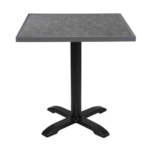 Bolero Black Brushed Mix Outdoor Tempered Glass Table Top Square Grey Trim 700mm