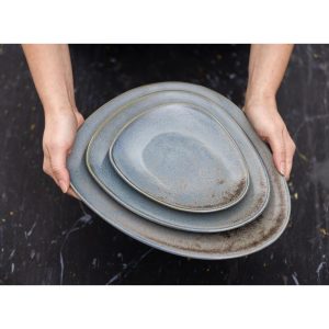 Olympia Ember Blue Triangle Plates 308mm (Pack of 4)