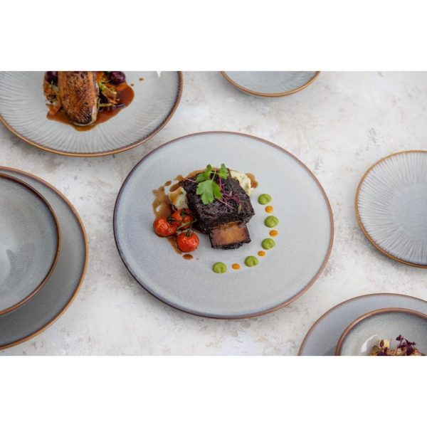 Olympia Drift Grey Embossed Coupe Plates 180mm (Pack of 6)