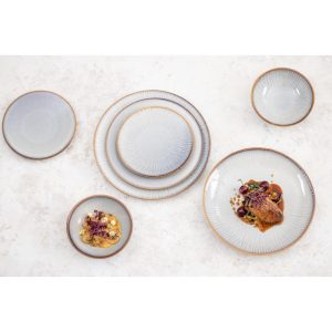 Olympia Drift Grey Embossed Coupe Bowls 155mm (Pack of 6)