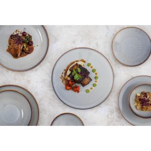 Olympia Drift Grey Embossed Coupe Low Bowls 260mm (Pack of 4)
