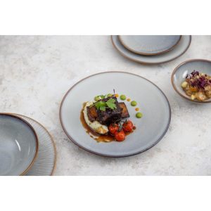 Olympia Drift Grey Embossed Coupe Plates 180mm (Pack of 6)
