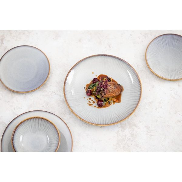 Olympia Drift Grey Embossed Coupe Plates 180mm (Pack of 6)