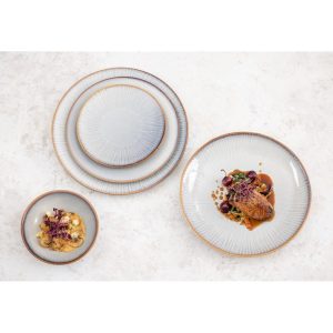 Olympia Drift Grey Embossed Coupe Low Bowls 260mm (Pack of 4)