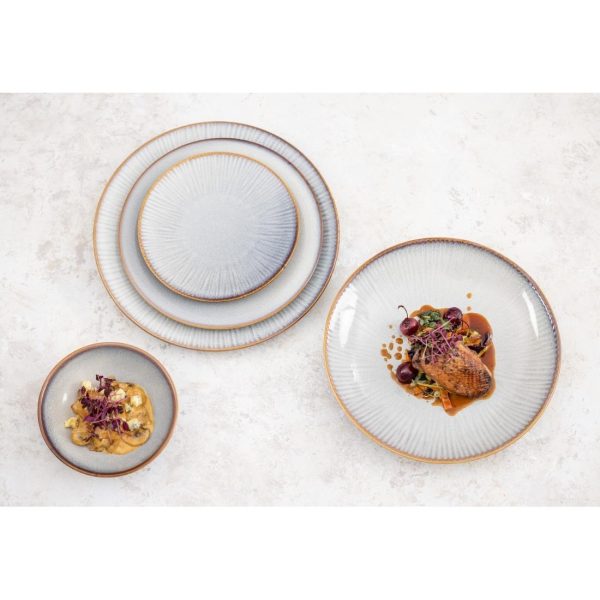 Olympia Drift Grey Embossed Coupe Low Bowls 260mm (Pack of 4)