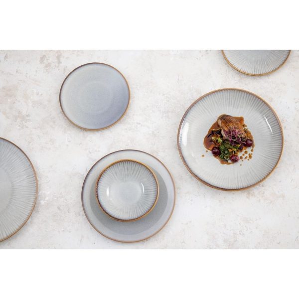 Olympia Drift Grey Embossed Coupe Low Bowls 260mm (Pack of 4)