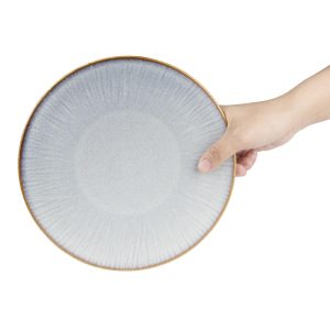 Olympia Drift Grey Embossed Coupe Plates 220mm (Pack of 6)
