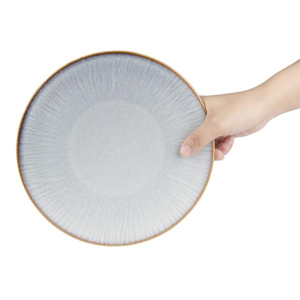Olympia Drift Grey Embossed Coupe Plates 220mm (Pack of 6)