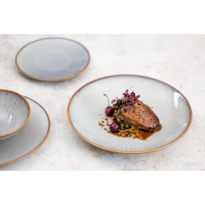 Olympia Drift Grey Embossed Coupe Low Bowls 260mm (Pack of 4)