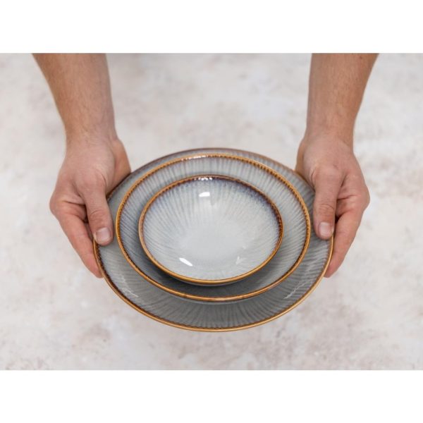 Olympia Drift Grey Embossed Coupe Low Bowls 260mm (Pack of 4)