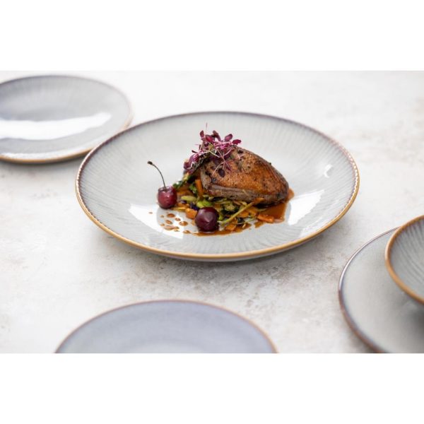 Olympia Drift Grey Embossed Coupe Low Bowls 260mm (Pack of 4)