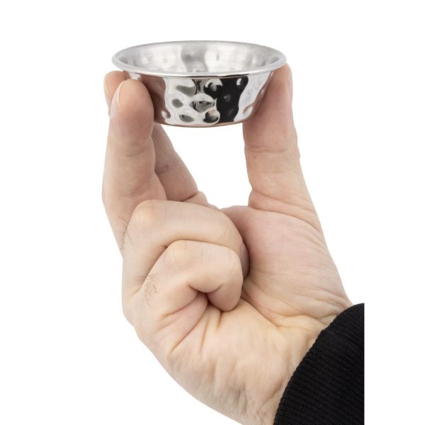 Olympia Hammered Stainless Steel Sauce Cups 45ml (Pack of 12)