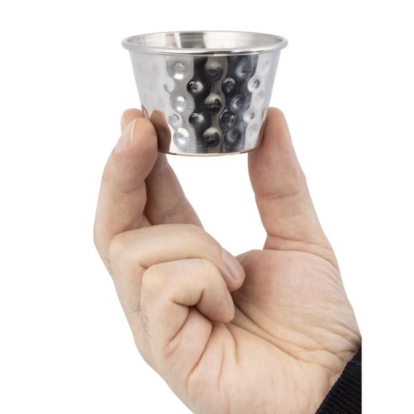 Olympia Hammered Stainless Steel Sauce Cups 70ml (Pack of 12)