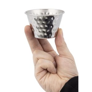 Olympia Hammered Stainless Steel Sauce Cups 115ml (Pack of 12)
