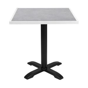 Bolero Light Grey Stone Effect Outdoor Tempered Glass Table Top White Trim 700mm