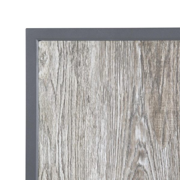 Bolero Wood Grain Effect Outdoor Tempered Glass Table Top Grey Trim 700mm