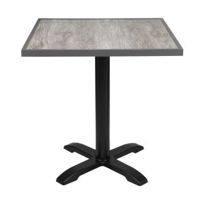 Bolero Wood Grain Effect Outdoor Tempered Glass Table Top Grey Trim 700mm