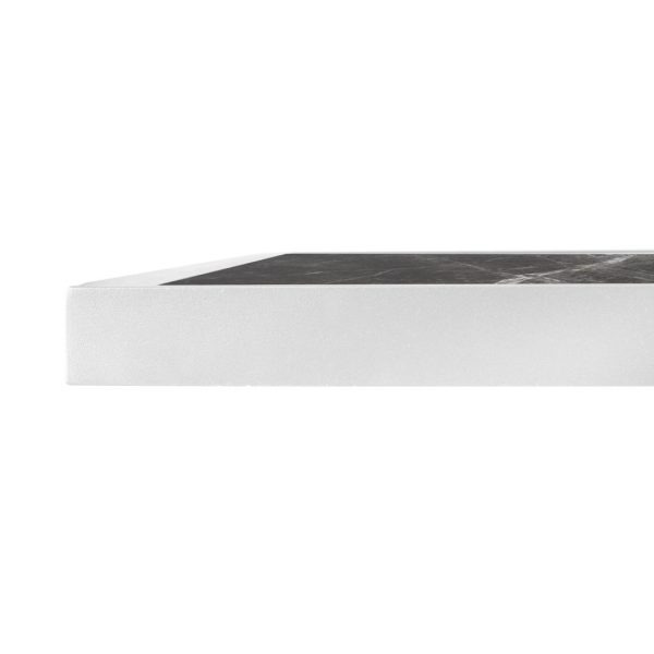 Bolero Dark Granite Effect Outdoor Tempered Glass Table Top White Trim 700mm