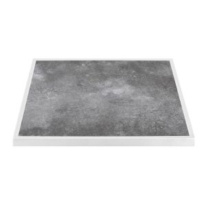 Bolero Dark Stone Effect Outdoor Tempered Glass Table Top White Trim – 700mm