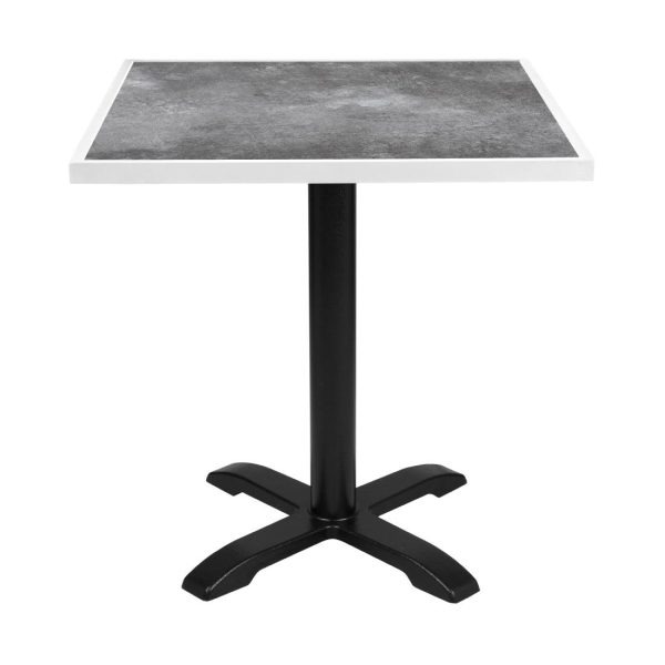Bolero Dark Stone Effect Outdoor Tempered Glass Table Top White Trim – 700mm