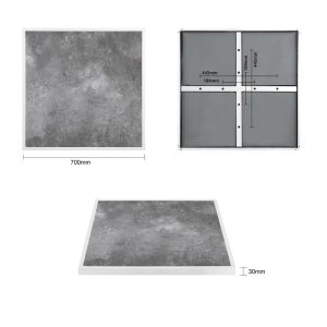 Bolero Dark Stone Effect Outdoor Tempered Glass Table Top White Trim – 700mm