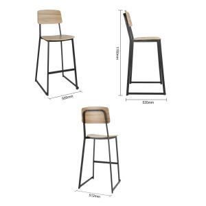 Bolero Beaufort Wooden Interior High Stools (Pack of 2)