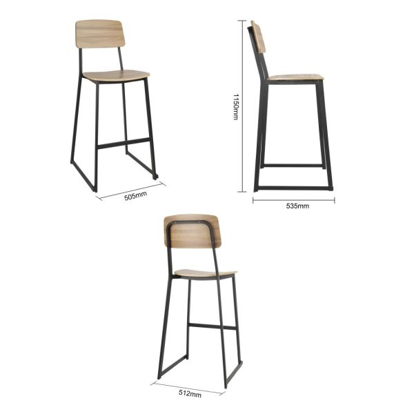 Bolero Beaufort Wooden Interior High Stools (Pack of 2)