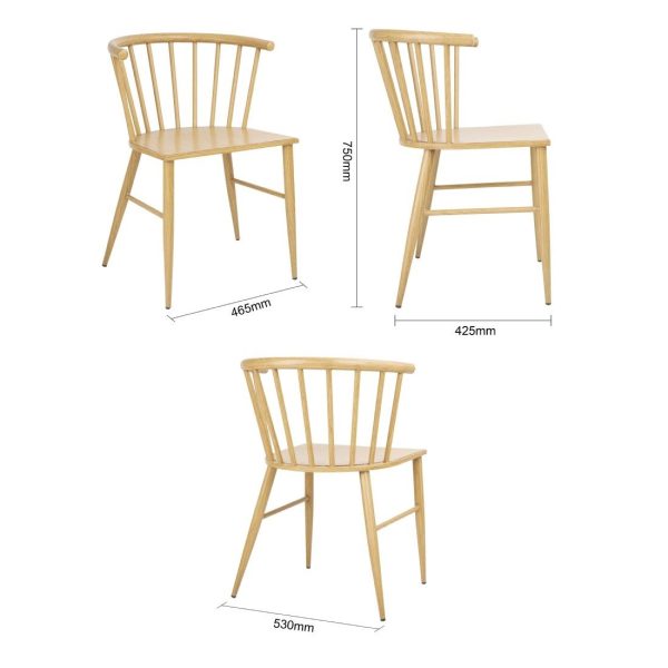 Bolero Harrowdene Metal Side Chairs Wood Effect (Pack of 2)