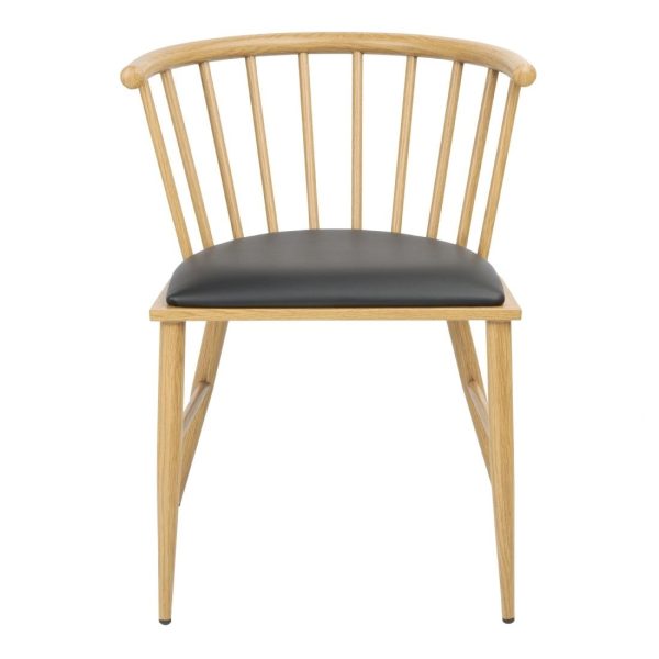 Bolero Harrowdene Padded Metal Side Chairs Wood Effect (Pack of 2)