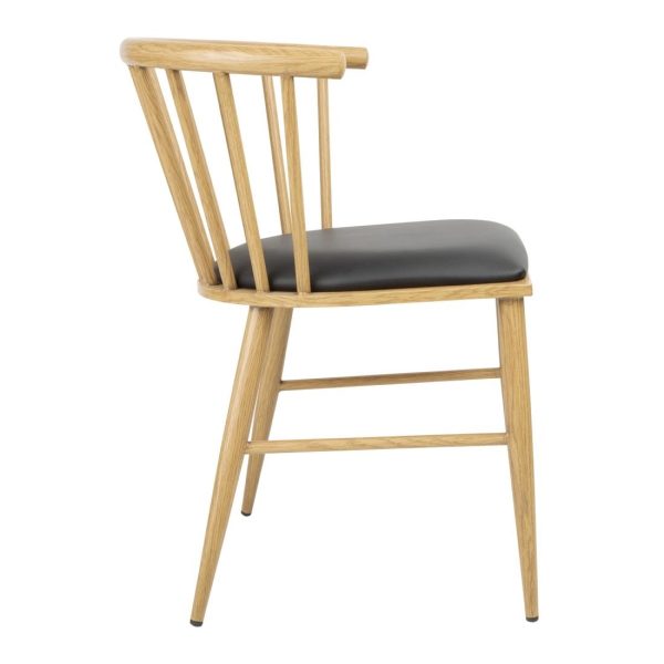 Bolero Harrowdene Padded Metal Side Chairs Wood Effect (Pack of 2)
