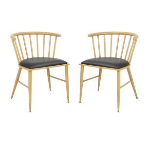 Bolero Harrowdene Padded Metal Side Chairs Wood Effect (Pack of 2)