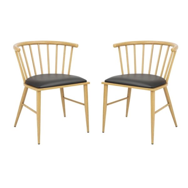 Bolero Harrowdene Padded Metal Side Chairs Wood Effect (Pack of 2)