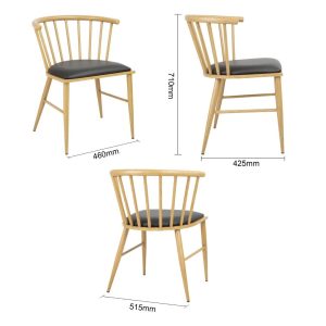 Bolero Harrowdene Padded Metal Side Chairs Wood Effect (Pack of 2)