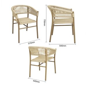 Bolero Florence Natural Rope Twist Wicker Chairs (Pack of 2)