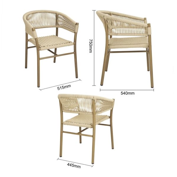 Bolero Florence Natural Rope Twist Wicker Chairs (Pack of 2)