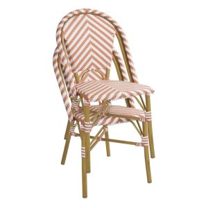 Bolero Parisian Style Rattan Side Chair Coral (Pack of 2)