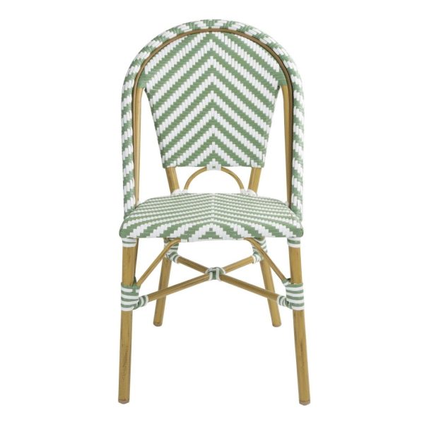 Bolero Parisian Style Rattan Side Chair Light Green (Pack of 2)