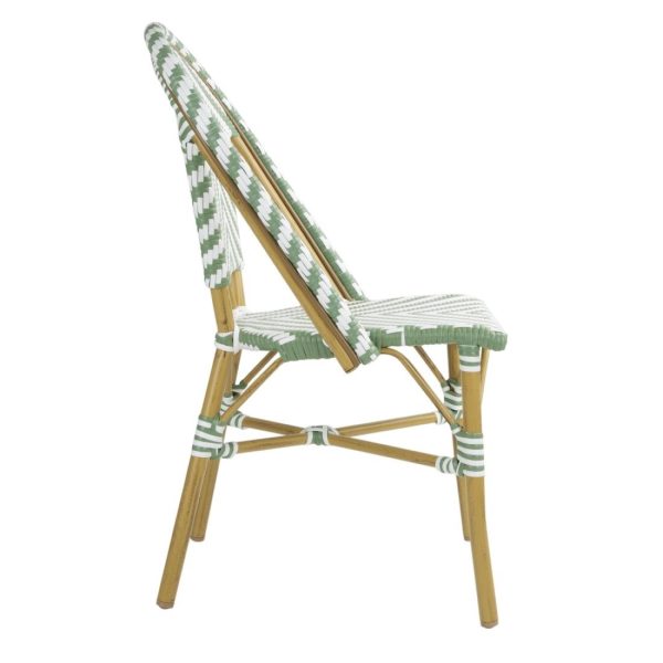 Bolero Parisian Style Rattan Side Chair Light Green (Pack of 2)