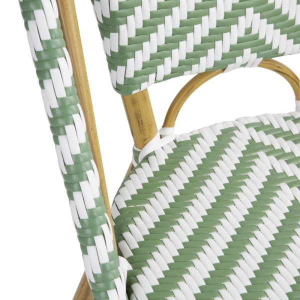 Bolero Parisian Style Rattan Side Chair Light Green (Pack of 2)
