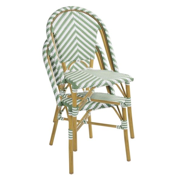 Bolero Parisian Style Rattan Side Chair Light Green (Pack of 2)