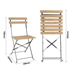Bolero Perth Pavement Style Folding Chairs Wood Effect (Pack of 2)
